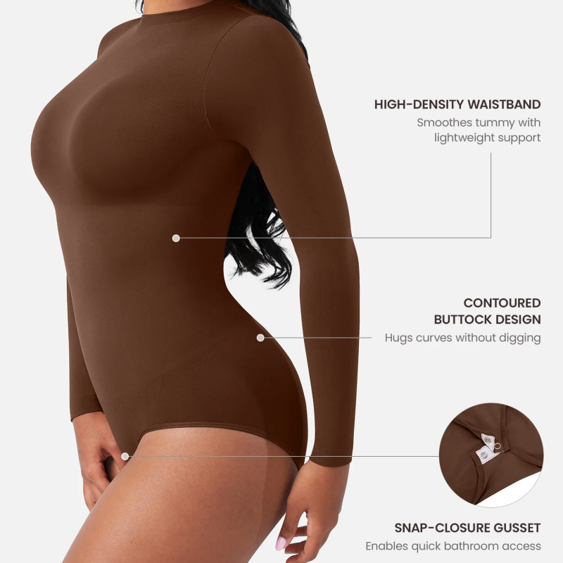 Seamless long-sleeve bodysuit for outerwear