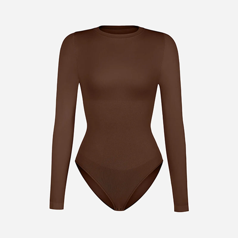 Seamless long-sleeve bodysuit for outerwear