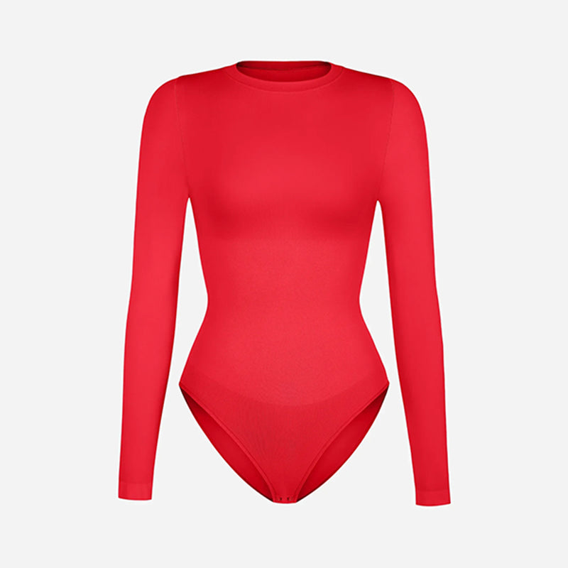 Seamless long-sleeve bodysuit for outerwear