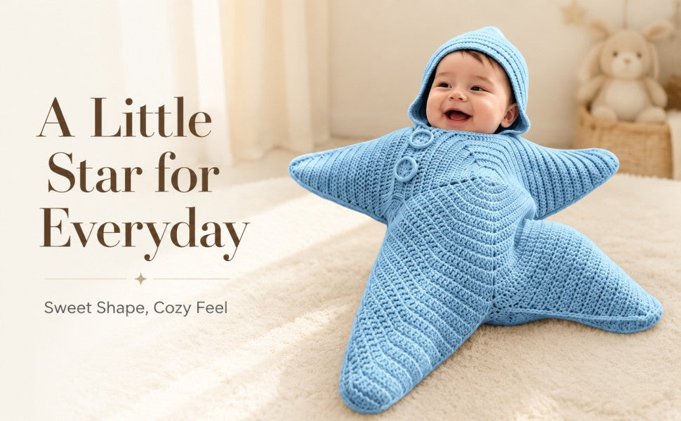 Baby Starfish One-piece Baby Coat - Cute Knitted Baby Onesie