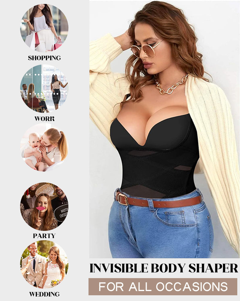 Open Bust Cross Compression Body Shaper