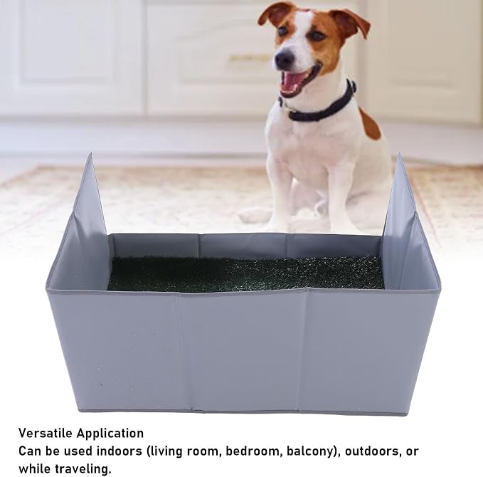 Foldable dog grass mat with tray