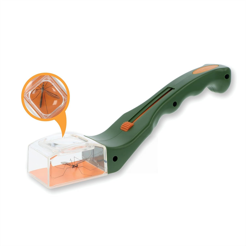 Magnifying glass quick-release insect trapping tool