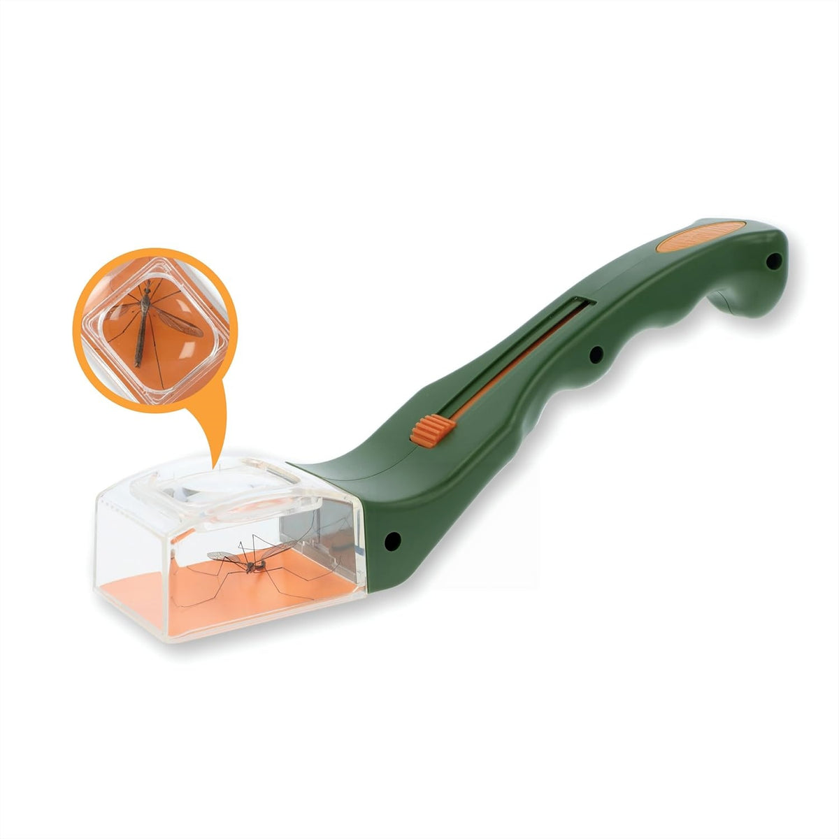 Magnifying glass quick-release insect trapping tool