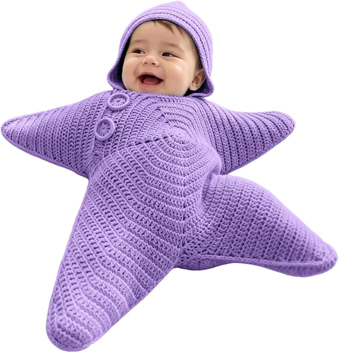 Baby Starfish One-piece Baby Coat - Cute Knitted Baby Onesie