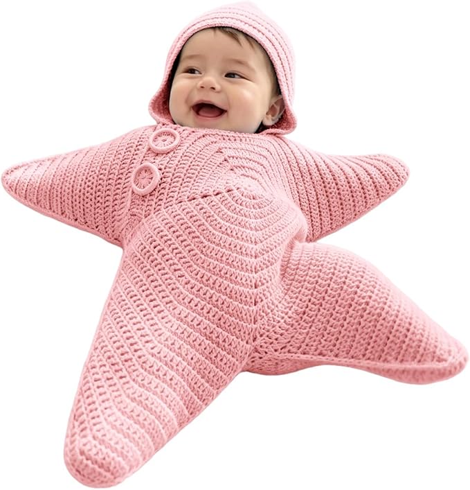 Baby Starfish One-piece Baby Coat - Cute Knitted Baby Onesie