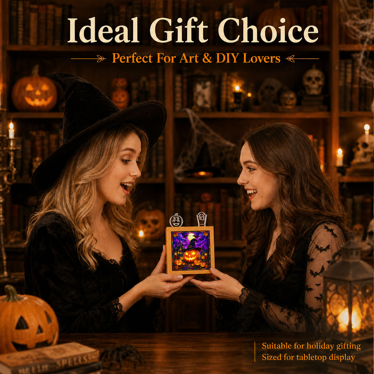 Acrylic Puzzle Night Light - Witch Hat Pumpkin