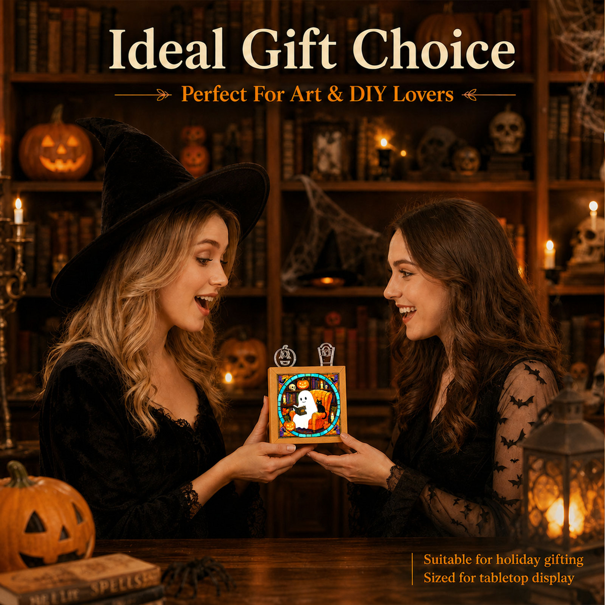 Acrylic Puzzle Night Light -Ghost Cat Reading