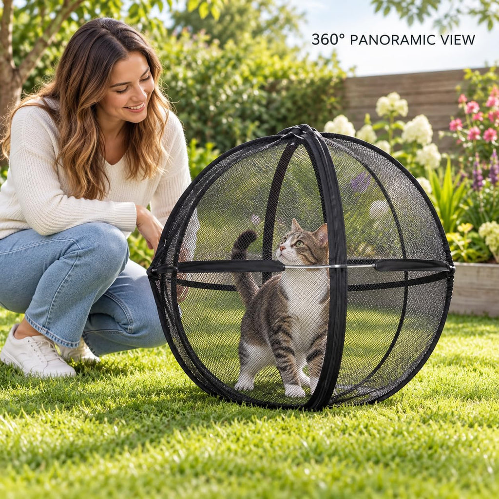 360° panoramic rollable cat game enclosure