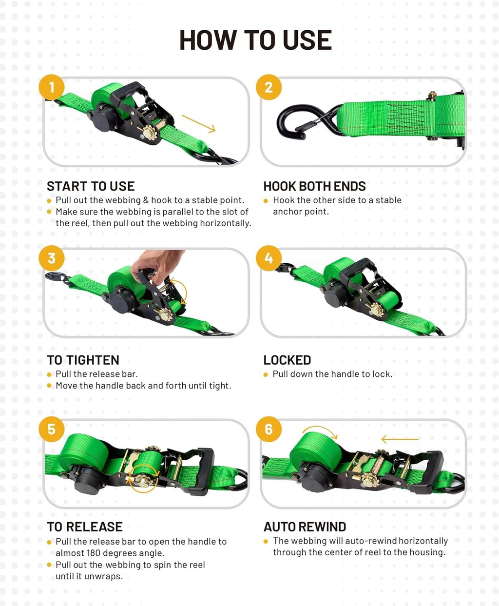 Automatic Retractable Ratchet Strap