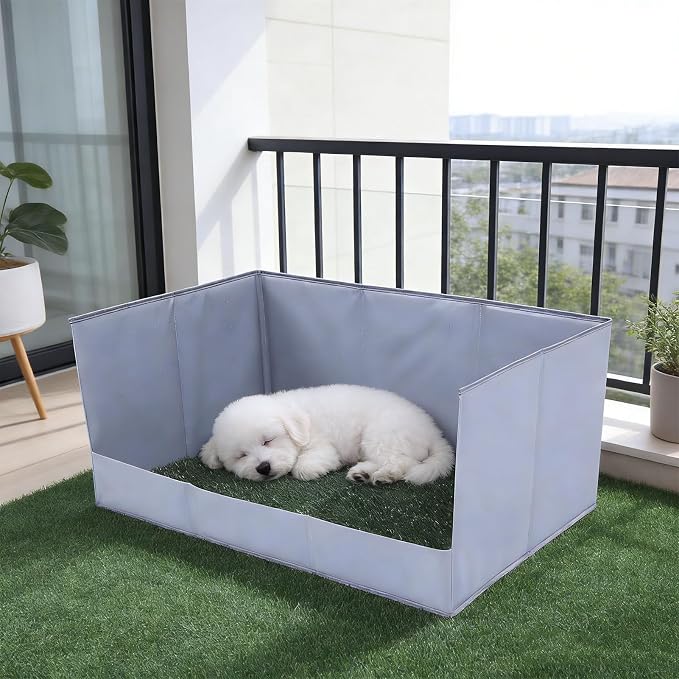 Foldable dog grass mat with tray