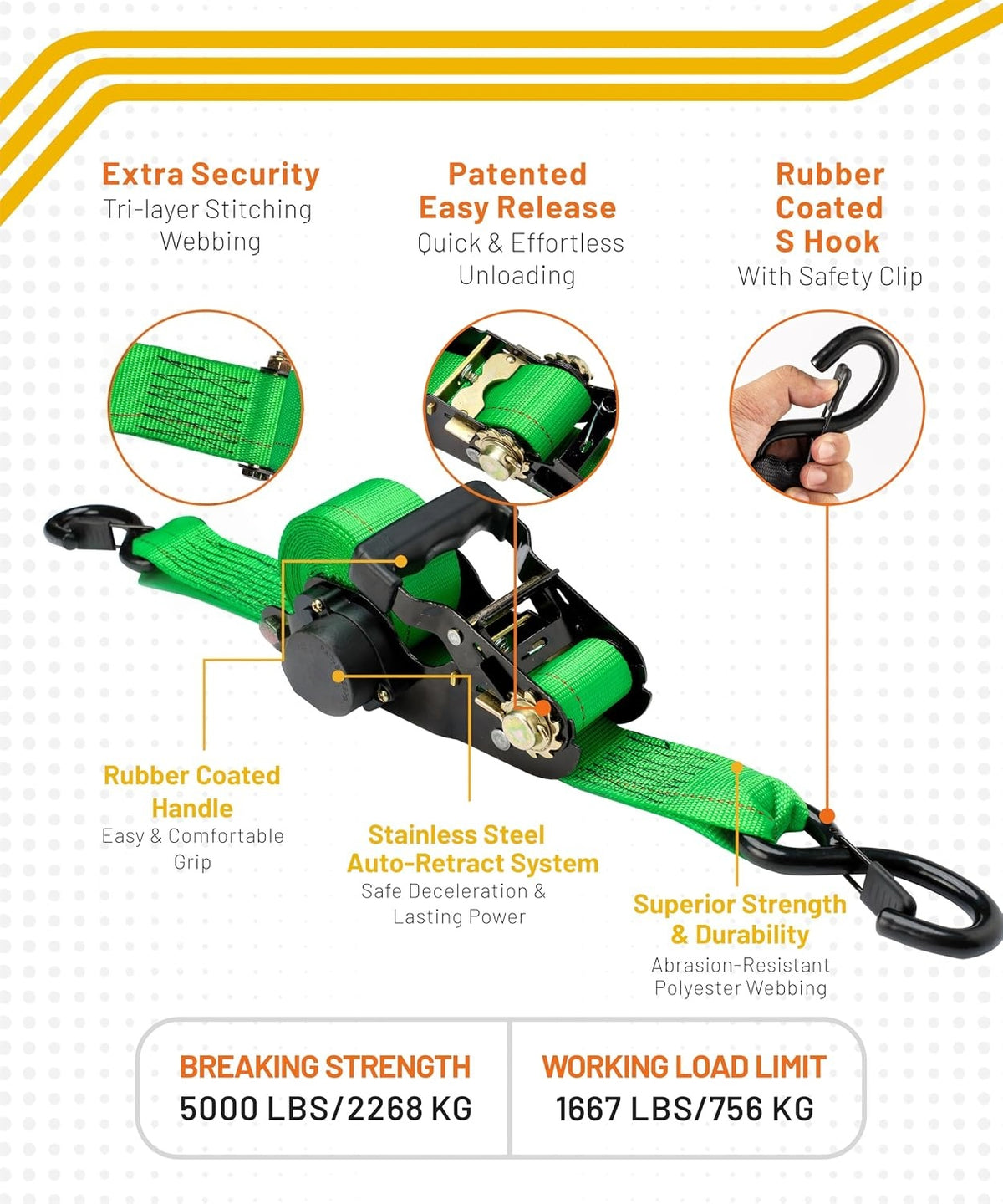 Automatic Retractable Ratchet Strap