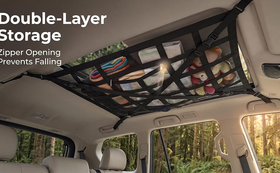 Car ceiling cargo net bag