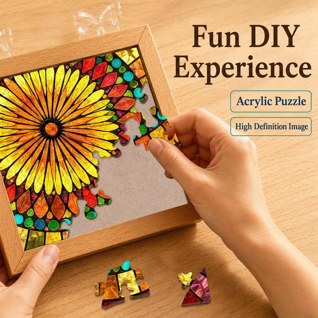 Acrylic Puzzle Night Light - Golden Bloom