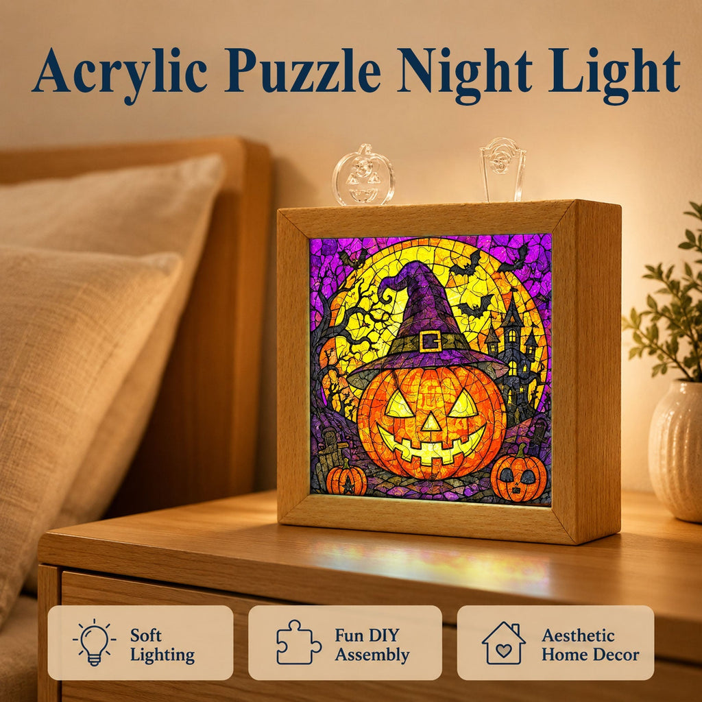 Acrylic Puzzle Night Light - Halloween Pumpkin Theme
