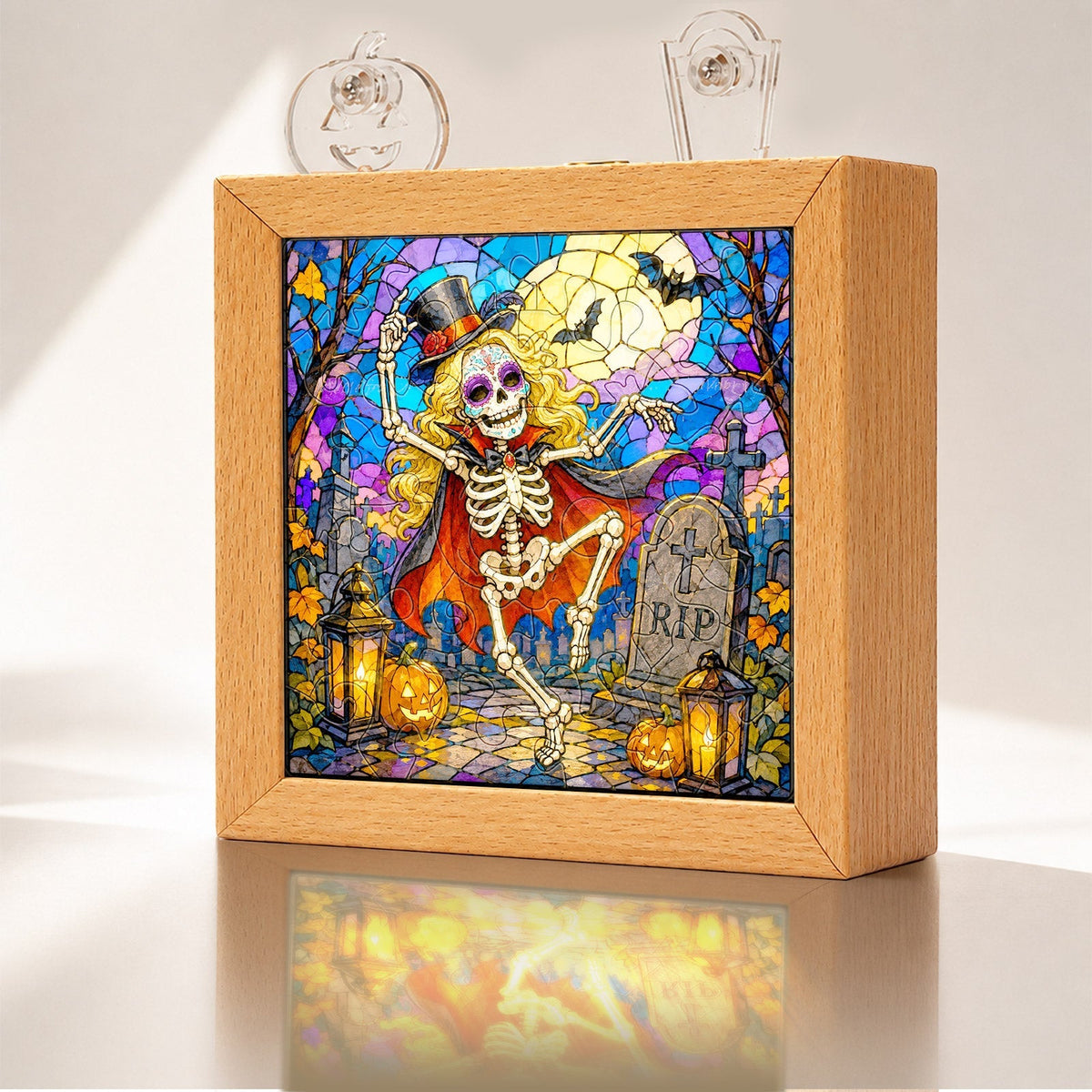 Acrylic Puzzle Night Light - Halloween Graveyard Party