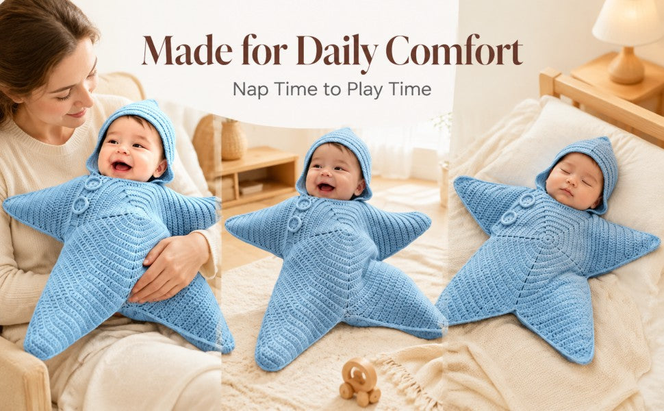 Baby Starfish One-piece Baby Coat - Cute Knitted Baby Onesie