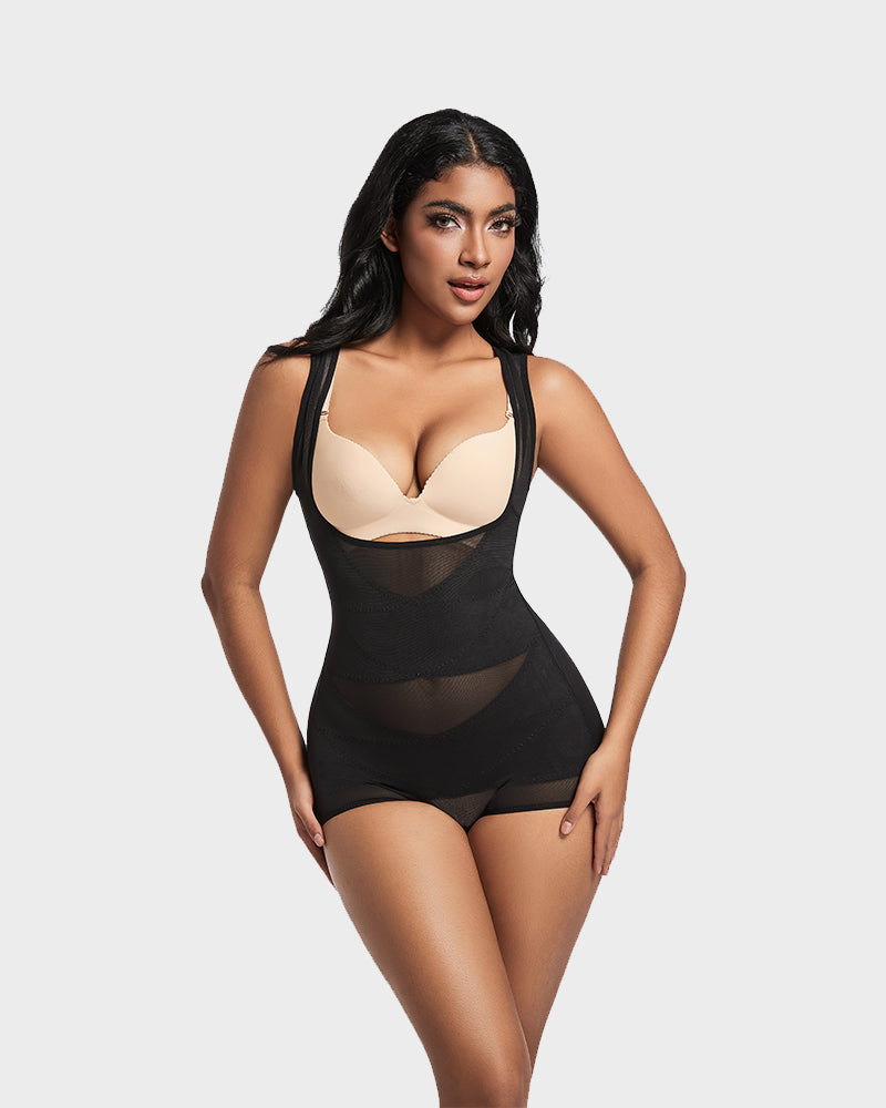 Open Bust Cross Compression Body Shaper